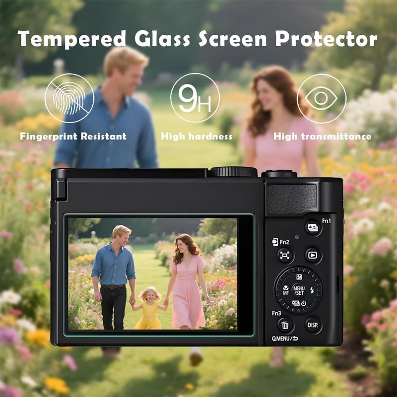 Huadu Screen Protector Compatible for Panasonic Lumix ZS99 Digital Camera,Tempered Glass Film Anti-Scratch High Definition and Soft Silicone Case (lumix zs99 BL) - Image 1
